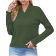 thumbnail image 2 of Ichuanyi liquidación de la moda mujeres manga larga tops de blusa con cuello en V de punto en v casual ICHUANYI WER202308182748, 2 of 9