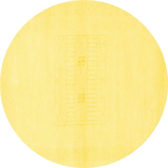 Ahgly Company Indoor Round Solid Yellow Modern Area Rugs, 4' Round