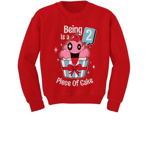Gift for 2 Year Old Girl 2nd Birthday Funny Cupcake Toddler Kids Sweatshirt 3T Red