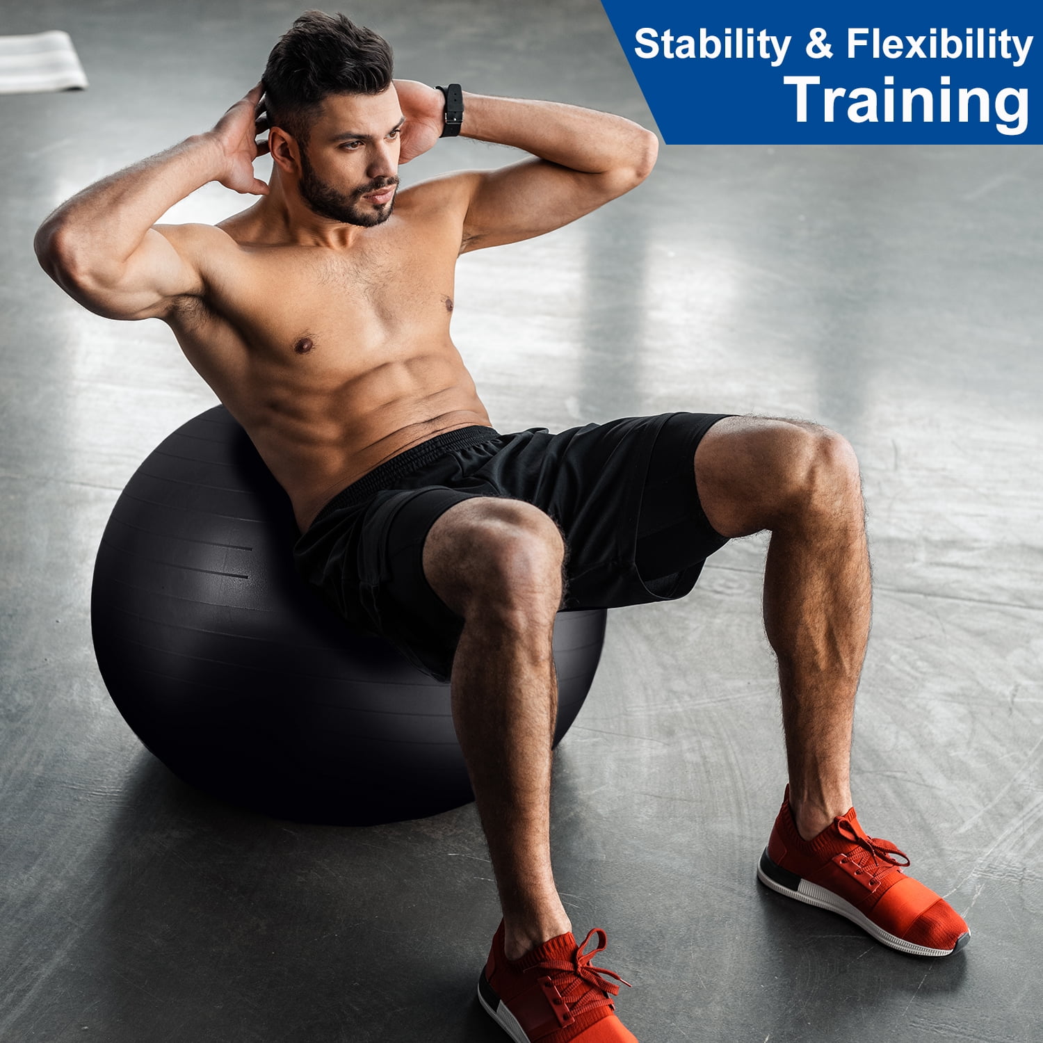 XPRT Fitness Exercise and Workout Ball, Yoga Ball Chair, Great for Fitness, Balance and Stability Extra-Thick with Quick Pump - 75 cm