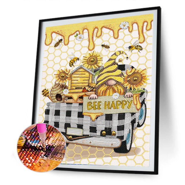 Cuadros Decorativos Kit de pintura de diamante con forma especial parcial de bricolaje 5D Bee Gnome (HB242) Ehuebsd embutido en tela