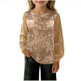 thumbnail image 3 of Meichang Glitter Sequin Tops for Girls Long Sleeve Loose Fit Crew Neck Birthday Party Blouses Sparkly Comfy Velvet Shirts for 5-14 Years, 3 of 8