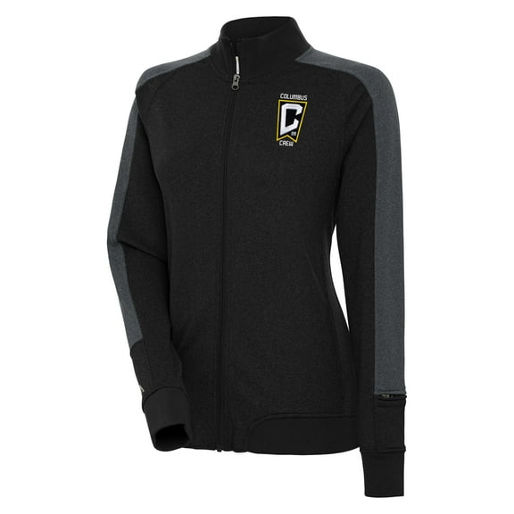 Women's Antigua Black Columbus Crew Strike Anthem Full-Zip Jacket