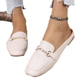 thumbnail image 6 of CHWshoes Design Mules for Women, Almond Toe Slip-On Flats, Backless Loafers with Matal Buckle, Comfort Casual & Dressy Shoes Beige Size 36, 6 of 6