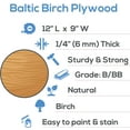 thumbnail image 2 of Baltic Birch Plywood, 6 mm 1/4 x 12 x 9 Inch Craft Wood, Box of 500 B/BB Grade Baltic Birch Sheets, Perfect for Laser, CNC Cutting and Wood Burning, by Woodpeckers, 2 of 8