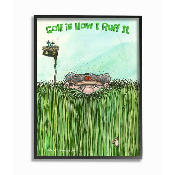 Stupell Industries Golf Is How I Ruff It Funny Golf Cartoon Sports Design Graphic Art Black Framed Art Print Wall Art, 24x30, by Gary Patterson