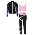 thumbnail image 2 of Miutii Kids Girls 3pcs Gym Training Set Crop Tops and Yoga Pants Long Sleeve Zipper Jacket Set for Pink 6, 2 of 9