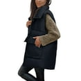 thumbnail image 3 of Pyhlmscde Women's long Quilted Vest hooded sleeveless Button Down puff vest cotton padded jacket winter coat, Winter Clothing for Women, Vest for Women, Puffer Jacket Womens, 3 of 6