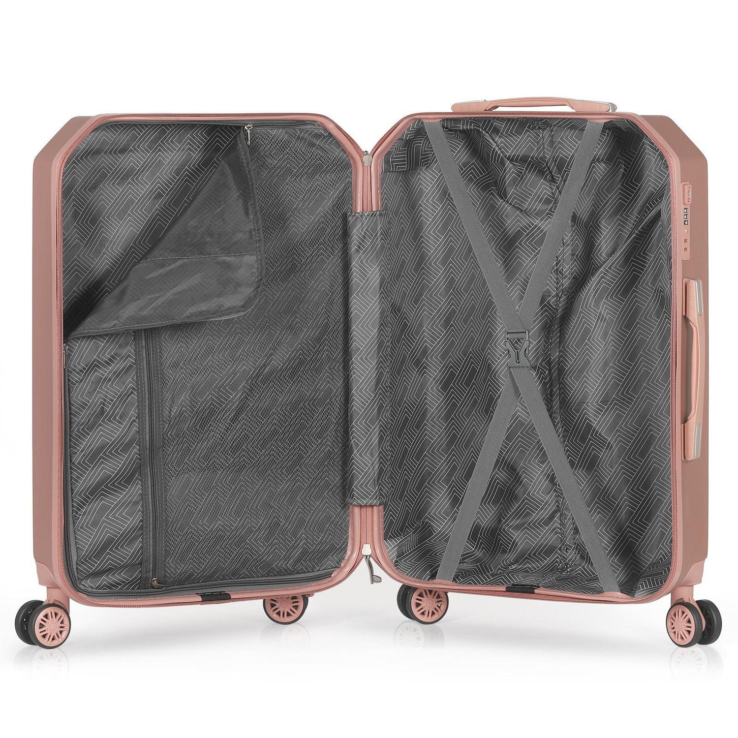 HIKOLAYAE Bagages verticaux avec roulettes à 8 roues en bleu azur, 3 pièces - Conforme à la TSA