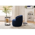 thumbnail image 3 of 360 Degree Swivel Barrel Chair, Teddy Fabric Accent Chair with Solid Metal Base, Modern Upholstered Armchair Club Chair, Leisure Chair for Living Room Bedroom Office, Blue, 3 of 7