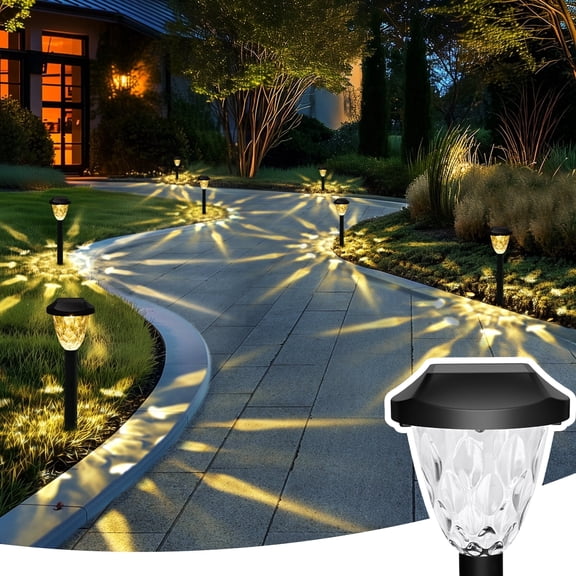 12 Pack Solar Pathway Lights, Waterproof Outdoor Solar Lights for Garden, Walkway and Driveway, Warm White, 2800K
