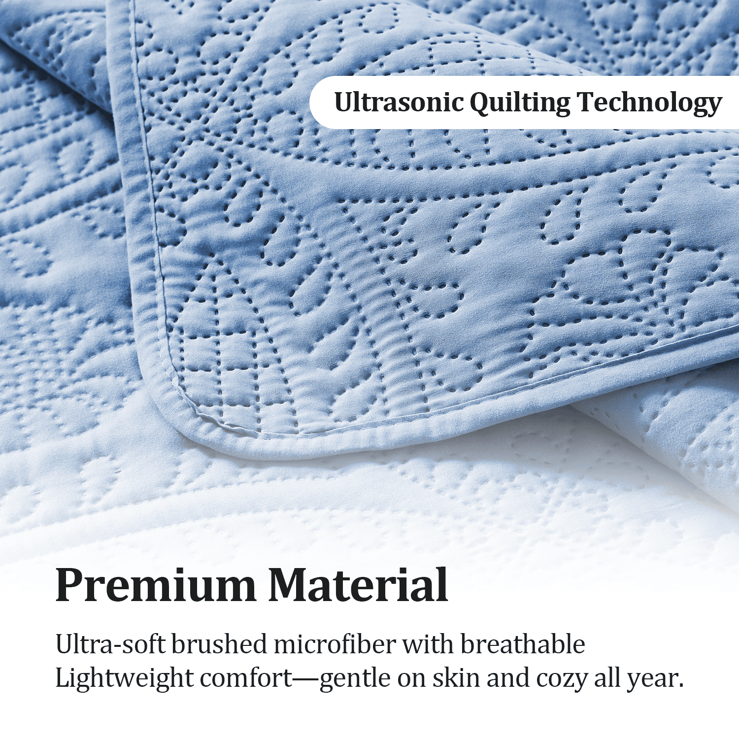Flymme King/Cal King Quilt Bedding Sets,Soft Lightweight Blue Bedspread with Pillow Sham,Modern Blanket Thin Comforter Bed Cover for All Season