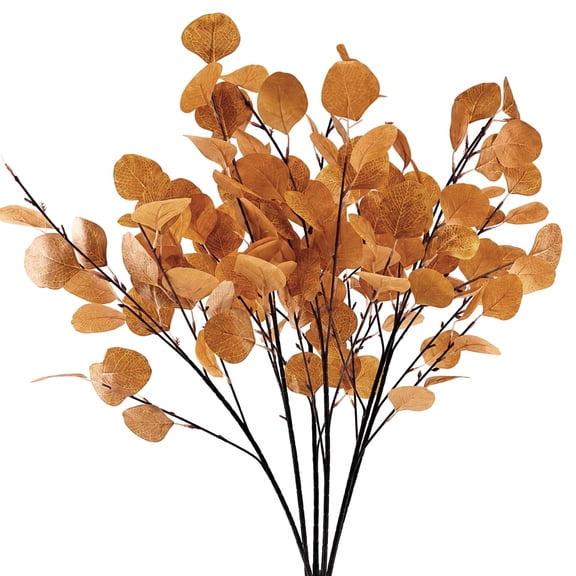 Fall Eucalyptus Leaves 33.8inch Artificial Eucalyptus Leaves Stems Fake Fall Flowers Decor for Christmas Home Autumn Thanksgiving Decoration 6pcs