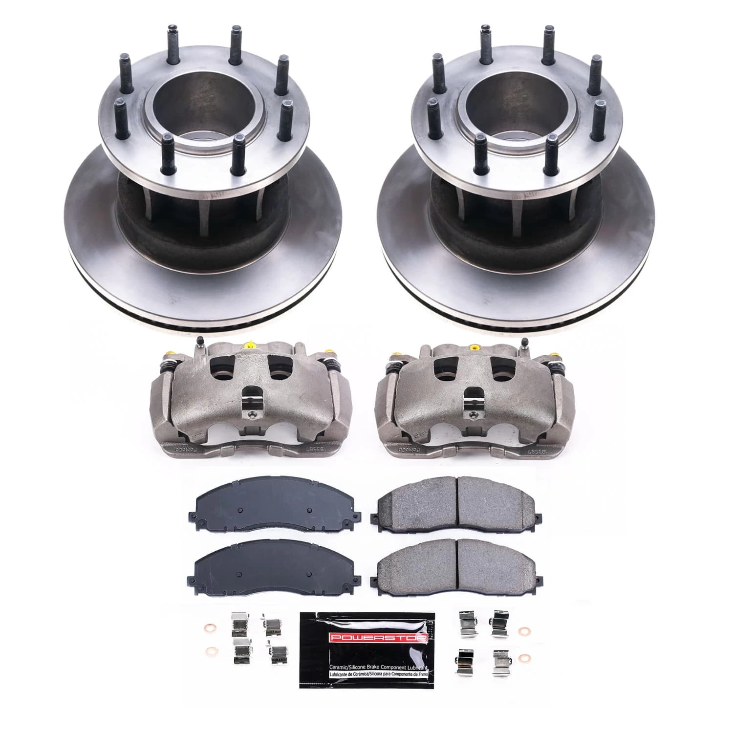 PowerStop Front Stock Replacement Brake Pad and Rotor Kit with Calipers Fits: FORD Select Models KCOE7669