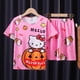 thumbnail image 1 of Conjunto de pijama de Hello Kitty y Mickey para niño y niña, camiseta de manga corta, ropa de dormir de dibujos animados, Spiderman, Verano, 1 of 4