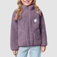 thumbnail image 2 of 3-4 Years Toddler Childrens Warm Jacket Boys And Girls Simple And Plush Jacket Zipper Cardigan School Purple Sweatshirt, 2 of 5