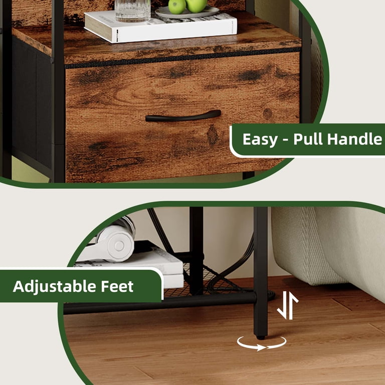 Eunos Nightstand with Charging Station, Wood Grain Print photo 8