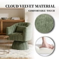 thumbnail image 3 of CRERIYO 360° Swivel Accent Chair Set of 2, Cloud Velvet Upholstered Barrel Seat with a Pillow, Round Lounge Seating for Living Room, Green, 3 of 6