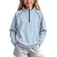 thumbnail image 3 of Amidoa Girls Half Zip Pullover Long Sleeve T Shirts Kids Mock Neck Casual Tops Blue Size 9-10 Years, 3 of 9