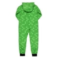 thumbnail image 4 of Minecraft Kids Fleece Creeper Hooded Union Suit Zip-Front Footless Sleeper Pajama, 4 of 6