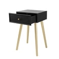 thumbnail image 3 of Mesa auxiliar Benzara Gaia con cajón de ratán de madera de pino de 71 cm, 3 of 6