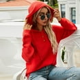 thumbnail image 4 of Vedolay Women Sweater Women's Lightweight Sweaters Long Sleeve Crew Neck Color Block Striped Pullover Tops,Red S, 4 of 4