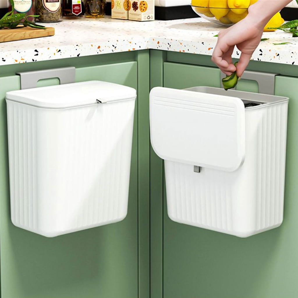 lanema Kitchen Trash Can 7/9L Wall Mounted Waste Bin Large Capacity Garbage Cans for Bathroom Dustbin Garbage Bin Trash Bin