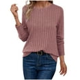 thumbnail image 2 of Going Out Tops for Women, Women's Long Sleeve Tops Crewneck Ribbed Knit Loose Fit Basic T Shirts Lightweight Sweater Going Out Clothes, 2 of 6