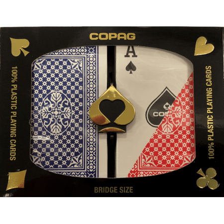 Copag Copa Casino - 2 Deck Set - Red/Blue Bridge Size, 100% Plastic Playing