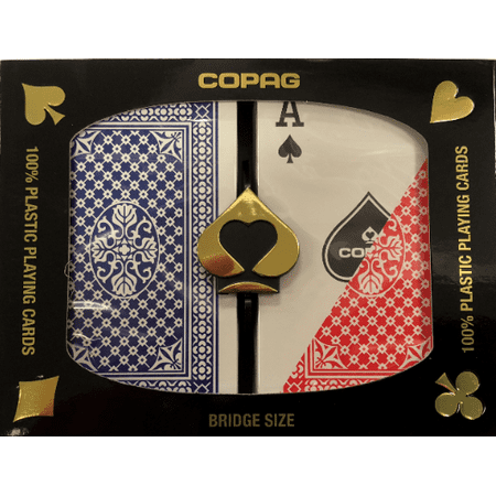 100% Plastic Bridge - Copag Copa Casino - 2 Deck Set - Red/Blue Bridge Size, 100% Plastic Playing Cards
