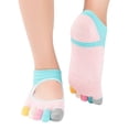 thumbnail image 2 of Calcetines de Yoga de algodón para mujer, antideslizantes, para gimnasio, cinco dedos, sin espalda, deportivos, calcetines elásticos altos Inevent HA2218-03B, 2 of 5