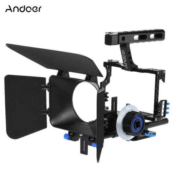 Andoer C500 Alu Caméra Caméscope Vidéo Cage Rig Kit Film Faisant Système avec 15mm Tige Mat Boîte Suivre Poignée de Mise au Point Grip pour Panasonic GH4 pour Sony A7S/A7/A7R/A7RII/A7SII
