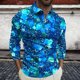 thumbnail image 1 of Blusa y camisa de manga larga con cuello vuelto para hombre, jersey de solapa de manga larga con cremallera, blusa informal con estampado BlingBling a la moda para hombre, poliéster, 1 of 5
