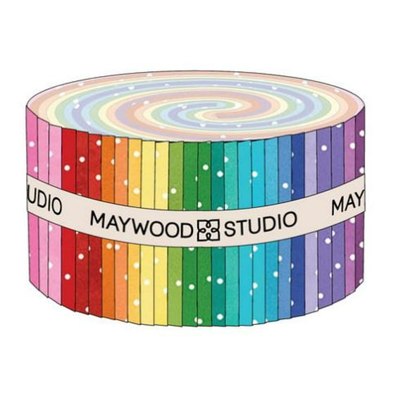 Jelly Roll - Beautiful Basics Radiant Maywood Studio Dots 2.5" Fabric Strips Roll-Ups Fabric Bundle Quilter's Cotton Precuts (ST-MASBB-RADI) M410.18