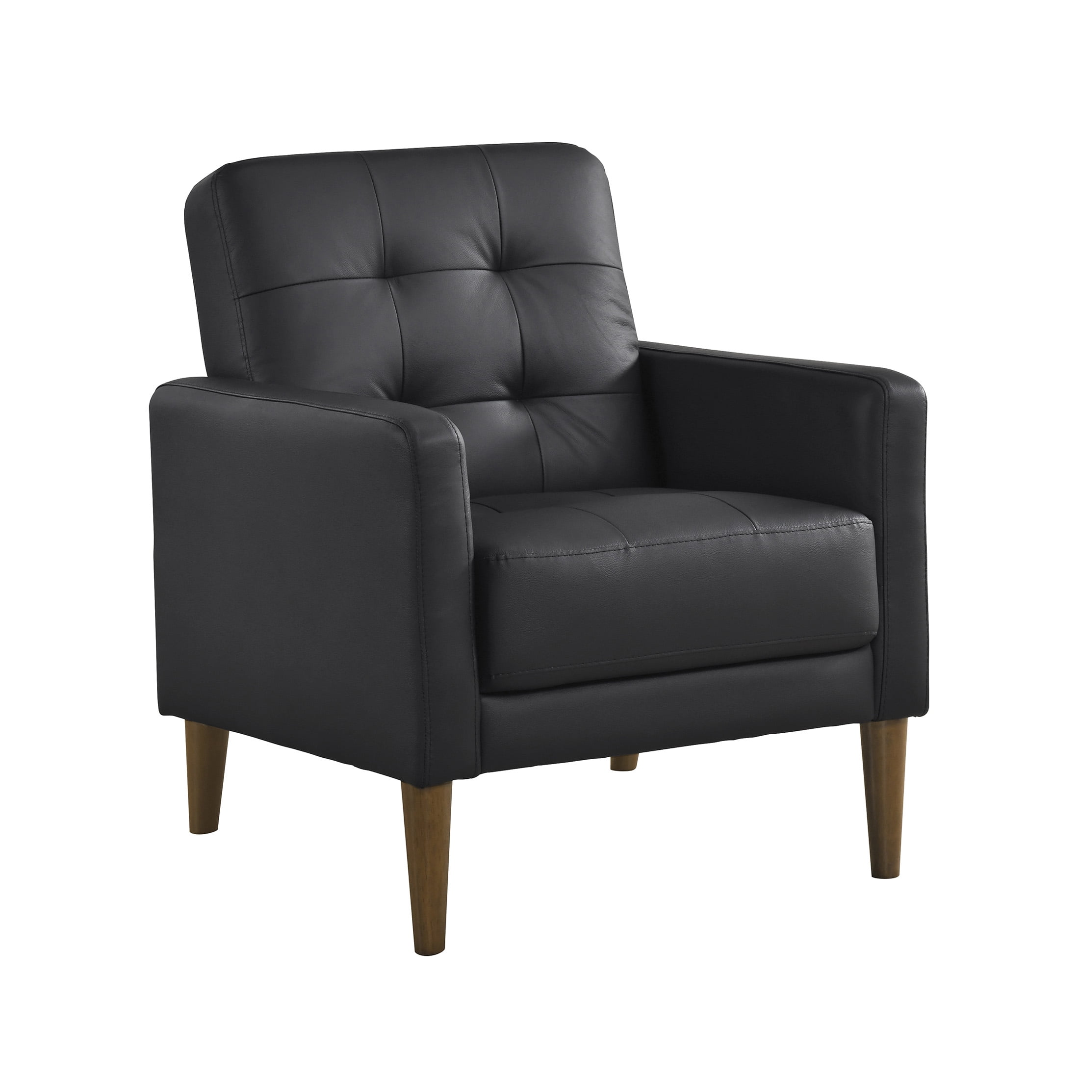 OakvillePark Noma Contemporary Tufted Leather Match Accent Chair, Black