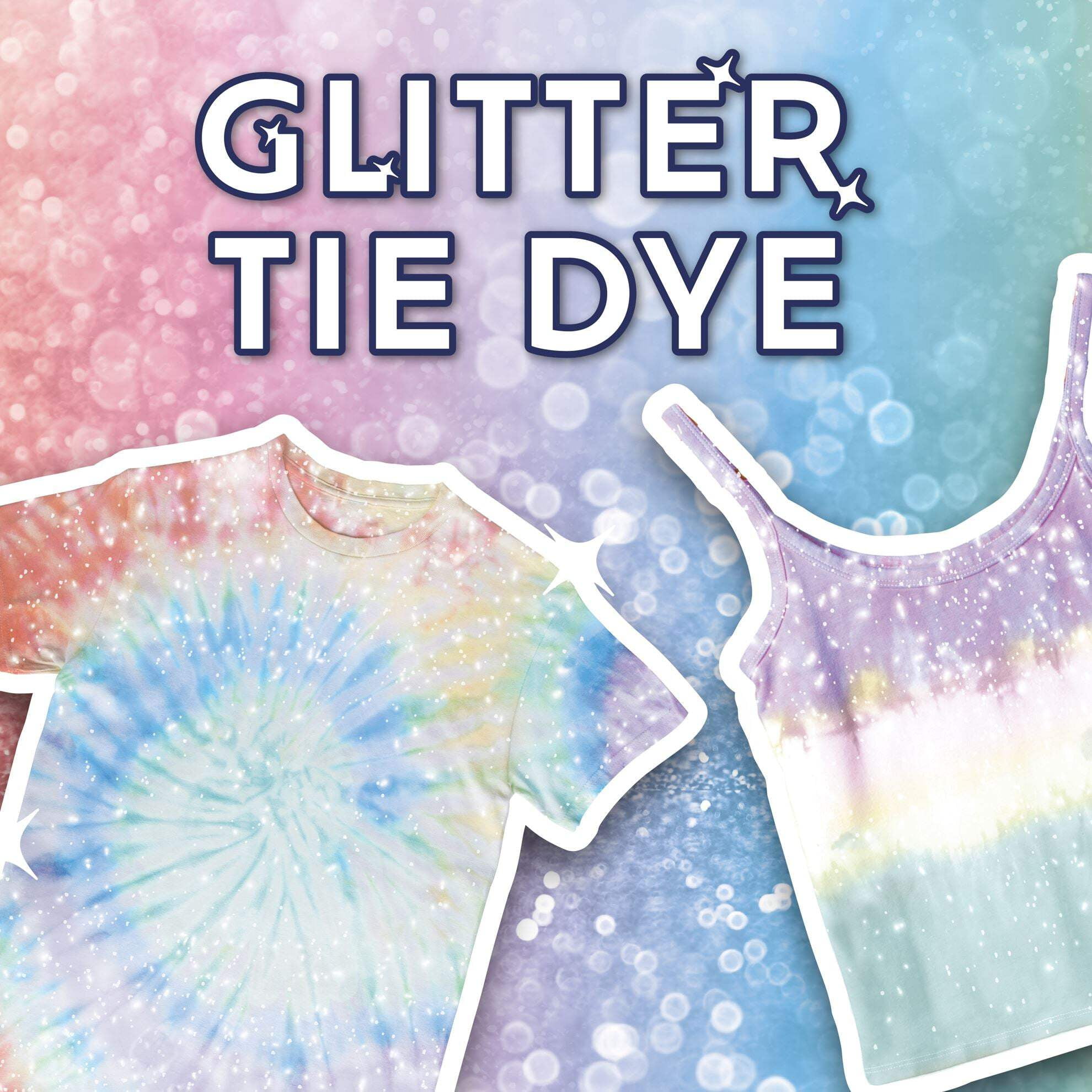 Tulip Glitter Tie-Dye Tub, Design Your Looks, Make Your Favorite Colors Sparkle, Includes 18 Easy-Squeeze Dye Bottles and Glitter Pigments/Mixers, All-in-One Party Activity Kit, 76 pieces