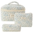 thumbnail image 1 of Cosméticos Floral 3 Uds. Bolso Diario Algodón para Mujer Conjunto Monedero (flor Azul), 1 of 9