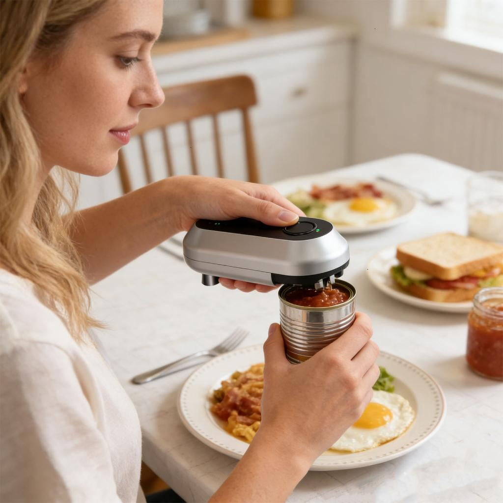 Easy To Use Electric Can Opener With Secure Opening Minimal Effort Needed Great For Mature Individuals And Travel