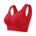 thumbnail image 3 of Lace Bralettes for Women High Support Backless Seamless Bra Wireless Push Up Rosy Lift Bras Posture Correcting Bra Ice Silk No Underwire Bras Full Coverage Lifting & Shaping Bras for Women Red 38, 3 of 6