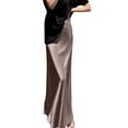 thumbnail image 4 of Pxiakgy skirts for women Satin Skirts for Women Summer Korean Fashion Midi A Line Long Beautiful Grille Skirt High Waist Female Skirts skirts for women trendy summer women's skirts, 4 of 5