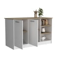 thumbnail image 5 of Newboti Furniture Ginger Kitchen Island, Three Open Shelves, Two Cabinets White - Natural Oak 0039, 5 of 8