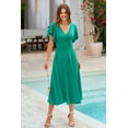 thumbnail image 3 of PRETTYGARDEN Women's Summer Midi Dress Ruffle Cap Sleeve V Neck Cocktail Party Swing A Line Fit and Flared Dresses, 3 of 6