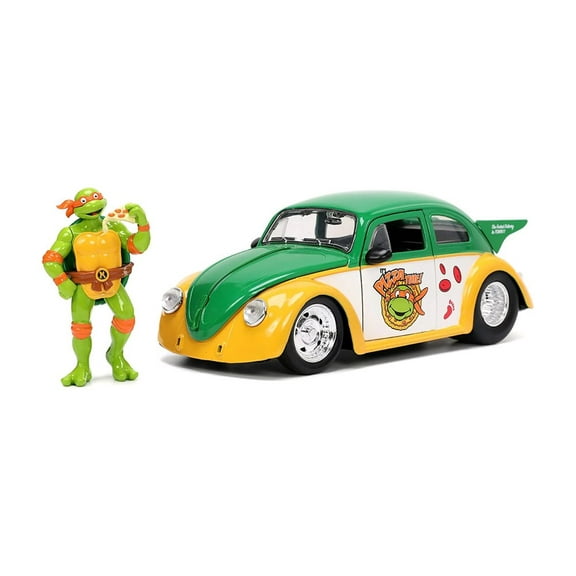 1959 Volkswagen Drag Beetle w/ Michelangelo Figure, TMNT - Jada Toys 33741 - 1/24 Scale Diecast Car