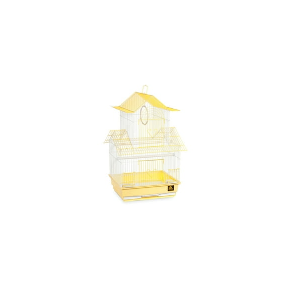 HomeStock Rustic Retreat Bird Cage with Natural Wood Accents, Durable Metal Construction, Spacious Interior, and Comfortable Features for Birds'-Color:Yellow