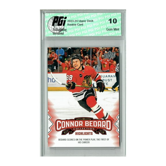 2023 Upper Deck Connor Bedard Collection #15 Scores PowerPlay Rookie Card PGI 10