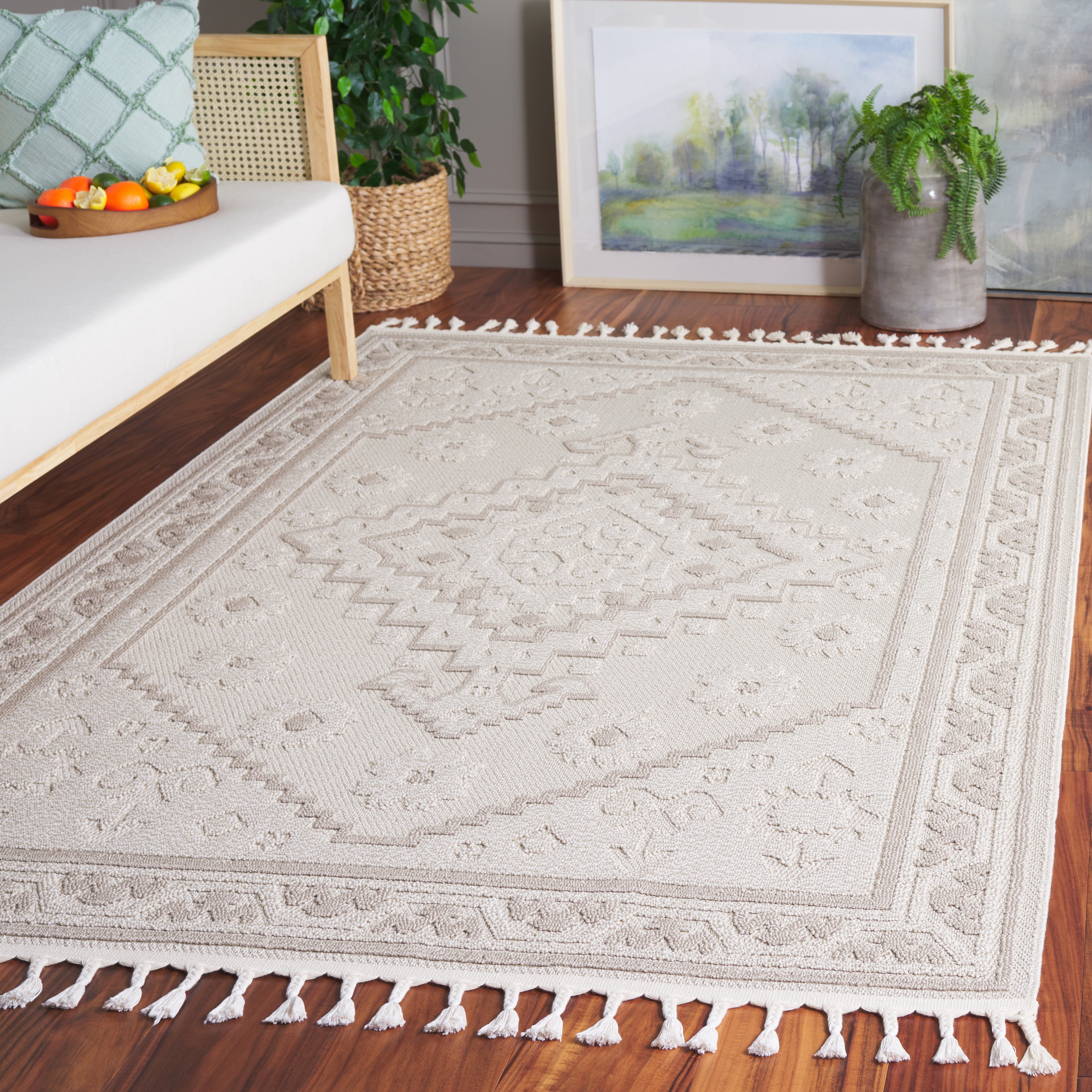 SAFAVIEH Paros Alfred Medallion Area Rug, Ivory, 4' x 6'