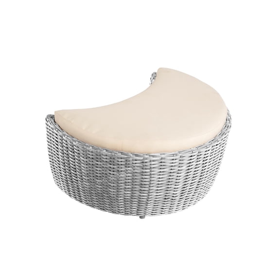 W Unlimited Romantic Moon Outdoor Resin and Wicker Ottoman in Gray/Beige