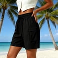 thumbnail image 7 of Women's Lightweight Nylon Spandex Work Shorts, Elastic Waist Tummy Control with Zippered Pockets, Quick Dry Breathable Stretch, Outdoor Leisure Hiking Running Travel, Athletic, 7 of 7