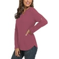 thumbnail image 3 of Women's 3/4 Roll Sleeve V Neck Tops Casual Tunic Shirts Blouse Ladies Tops(Mauve L), 3 of 5