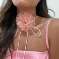 thumbnail image 2 of Collar de mujer con borlas de chocolate y diseño floral francés retro de moda de joyería, 2 of 6